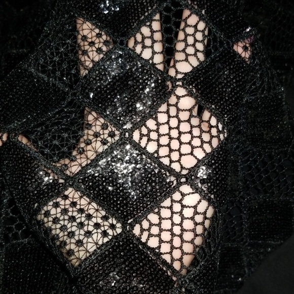 Armani Exchange Black Argyle Sequin Mini Dress - Picture 5 of 7